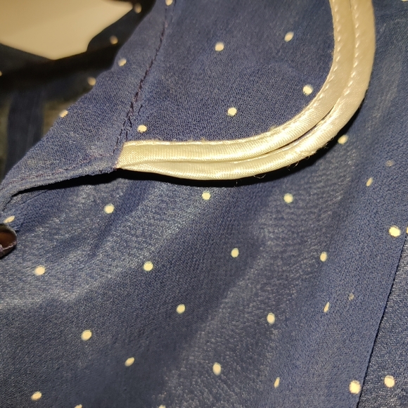 Vintage navy blue dress white polkadots - Picture 4 of 6